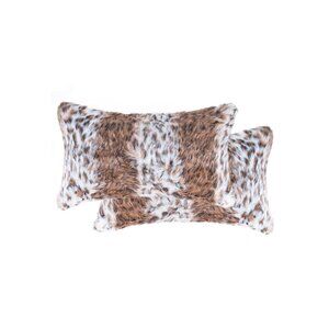 Luxe Home Decor Belton Faux Fur Pillow | 2-Piece | Georgetown lynx | 12"x20"